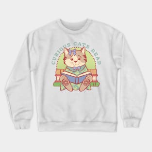 Curious Cats Read Girl Crewneck Sweatshirt